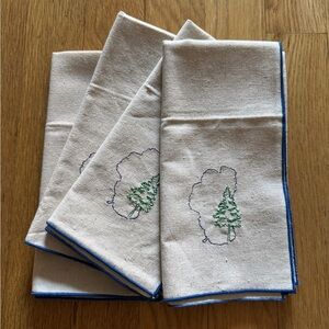 Embroidered Lake Tahoe Tree Linen Napkins